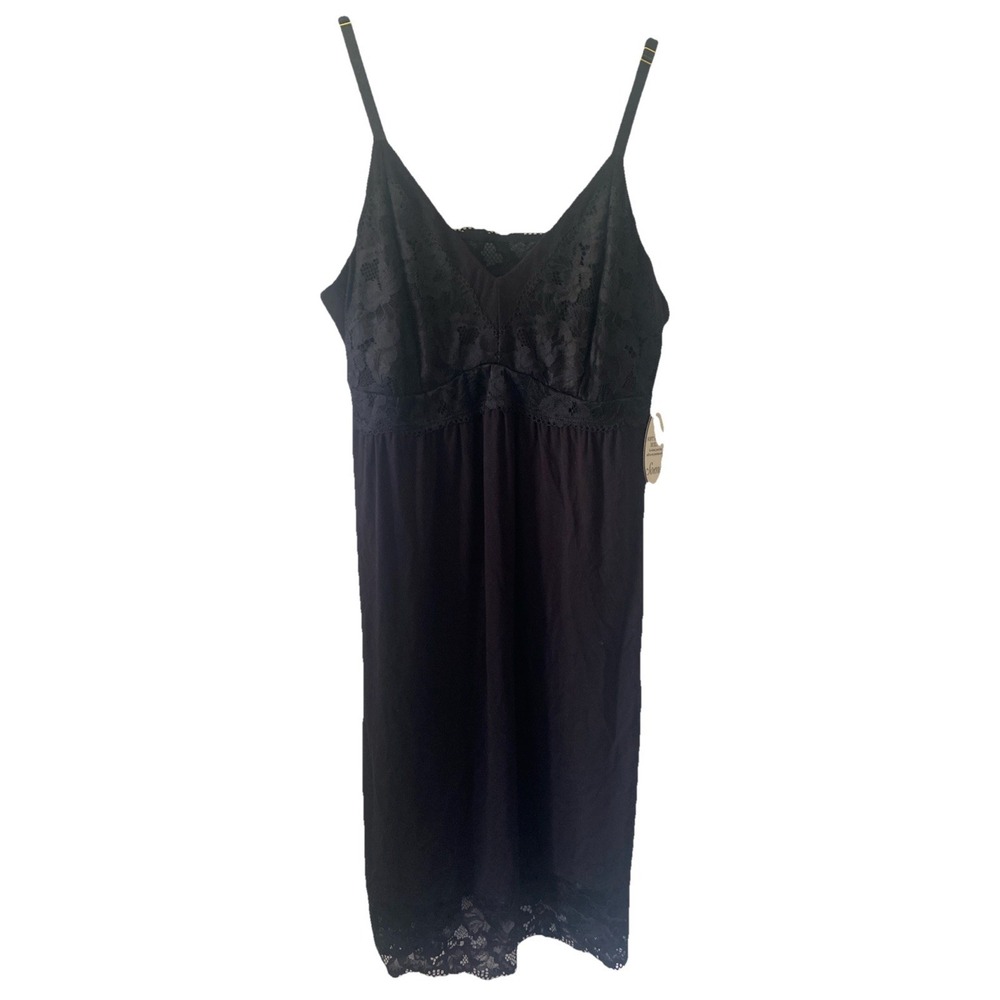 SOMA Cool Nights Soft Support Lace Chemise Black Size XS Adjustable Straps